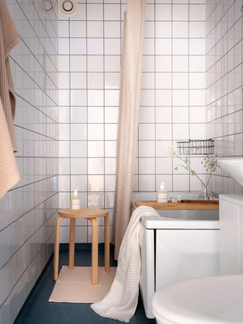 Подборка ванных комнат а скандинавском стиле, в которых тон всему интерьеру задает декор и текстиль. 08