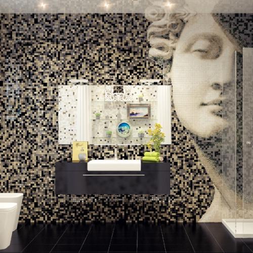 Восхитительный декор мозаикой ванной комнаты. 01