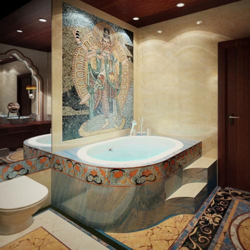 Восхитительный декор мозаикой ванной комнаты. 03