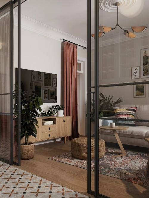 Проект квартиры.  Сначала заказчица мечтала о белой кухне - классической, лёгкой и универсальной. 04