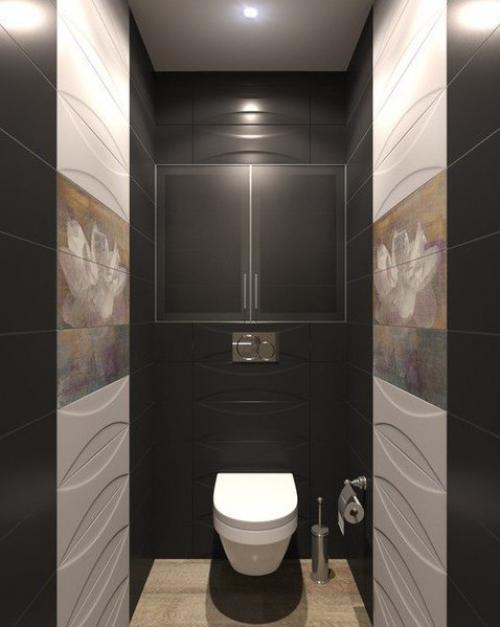 Дизайн проект ванной комнаты и туалета, выполненный в одном стиле. 03