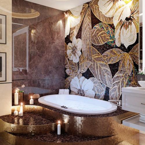 Восхитительный декор мозаикой ванной комнаты. 07