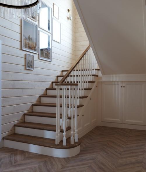 Дизайн холла в доме из профилированного бруса. 03