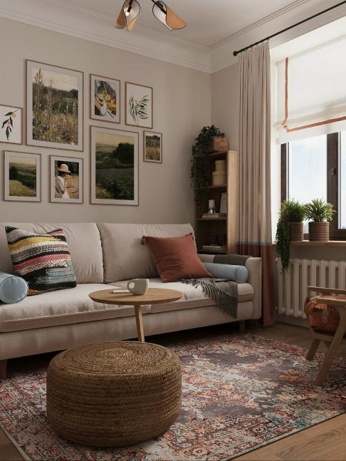 Проект квартиры.  Сначала заказчица мечтала о белой кухне - классической, лёгкой и универсальной. 06