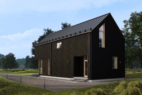 Дом в Тарховке.  Черный барнхаус 152 кв. 01