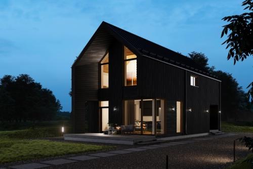 Дом в Тарховке.  Черный барнхаус 152 кв. 03