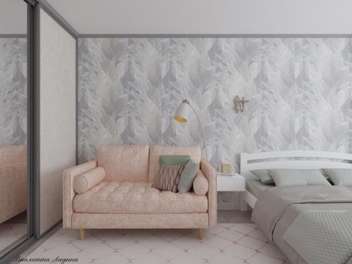 Дизайн интерьера Тольятти для спальни были выбраны обои заказчиками, они мне то же понравились. 04