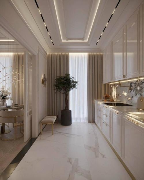 Элегантная кухня - гостиная с атмосферой тихой роскоши. 05