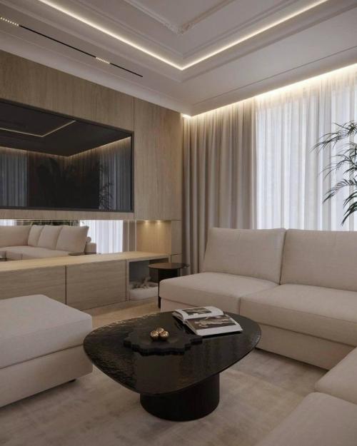 Элегантная кухня - гостиная с атмосферой тихой роскоши. 08