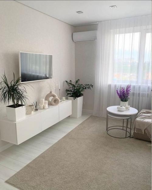 Интерьер квартиры.  Шикарное оформление, основным цветом был выбран белый. 02