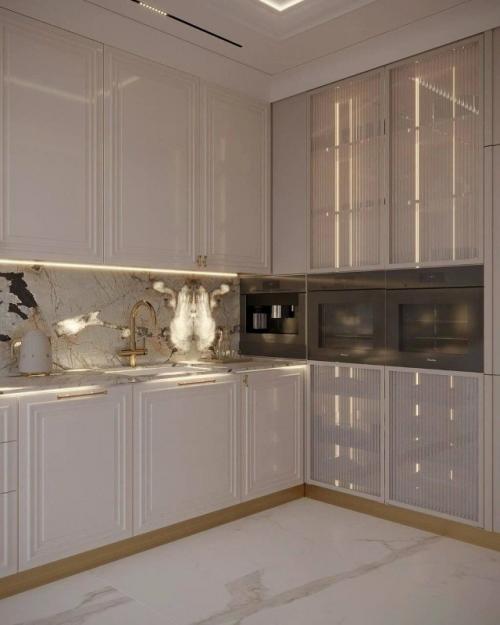 Элегантная кухня - гостиная с атмосферой тихой роскоши. 04