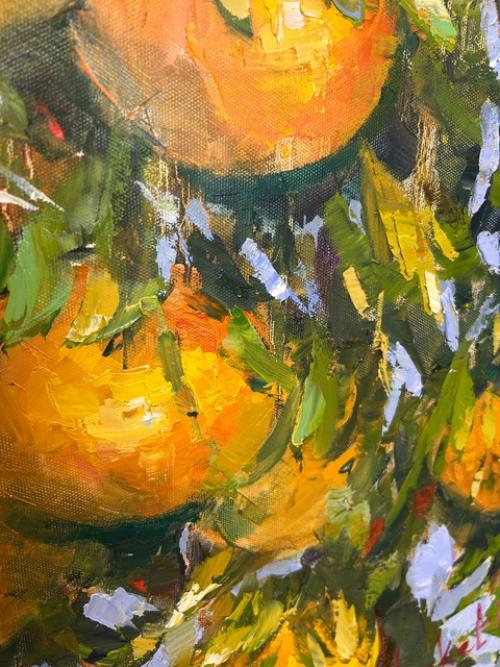 Погрузитесь в атмосферу солнечного лета с картиной маслом Мандариновый сад от художника Ольги Бекетовой! 06