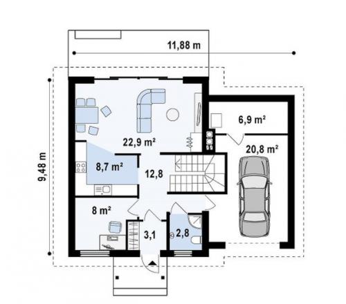 Уютный и функциональный дом со встроенным гаражом. 08