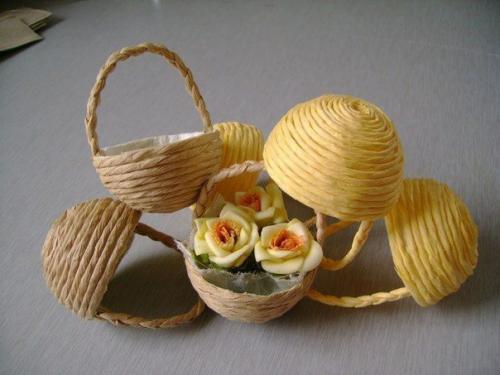 Маленькие корзиночки из шпагата. 07