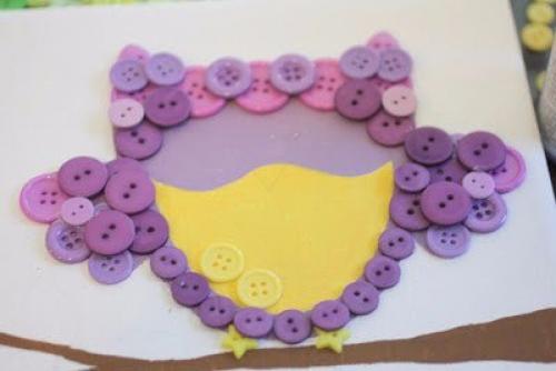 Детское панно с совушкой из пуговиц? 02