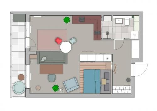 Яркая квартира в Академгородке для молодого мужчины 48 кв. 01