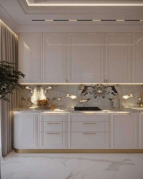 Элегантная кухня - гостиная с атмосферой тихой роскоши. 02