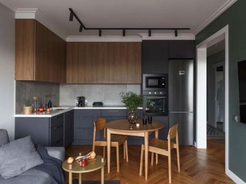 Интерьер кухни - гостиной в скандинавском стиле. 01