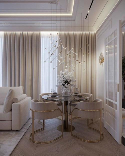 Элегантная кухня - гостиная с атмосферой тихой роскоши. 06
