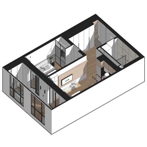 Современный проект 1-комнатной квартиры 50 кв. 09