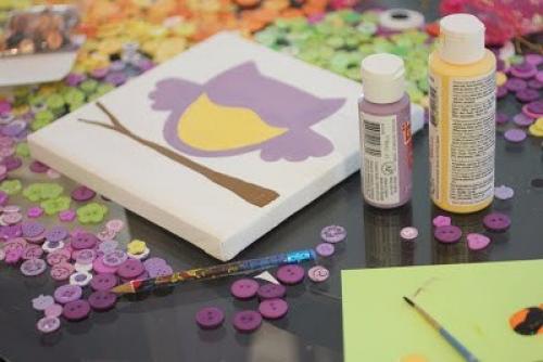 Детское панно с совушкой из пуговиц? 01