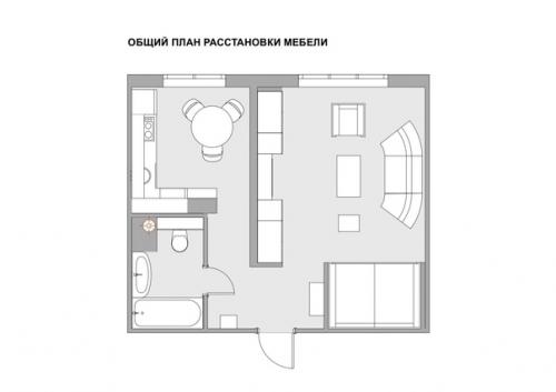 Модная однушка со спальней в алькове. 09