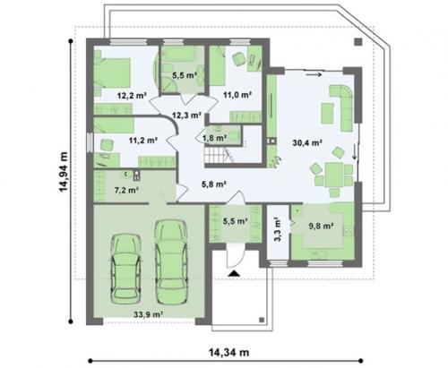 Проект дома с мансардой. 02