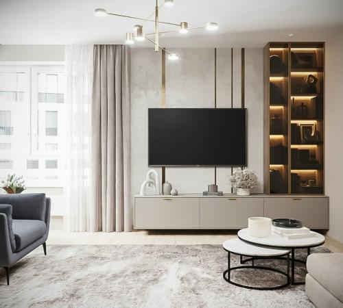 Светлая кухня - гостиная - пример продуманного и рационального дизайна, где каждый квадратный метр работает на комфорт и эстетику. 02