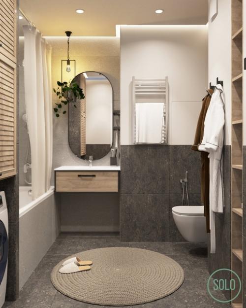 Санузел в проекте квартиры в стиле лофт. 01