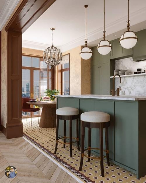 Гостиная объединенная с кухне. 04