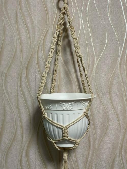 Кашпо для цветов в технике макраме - ручная работа, уют в каждый дом. 04