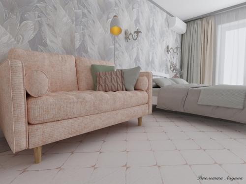 Дизайн интерьера Тольятти для спальни были выбраны обои заказчиками, они мне то же понравились. 05