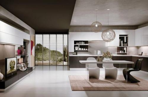 Кухня - студия привычное решение во многих интерьерах. 01