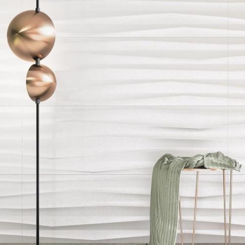 Белая плитка со структурированным узором из лент. 01