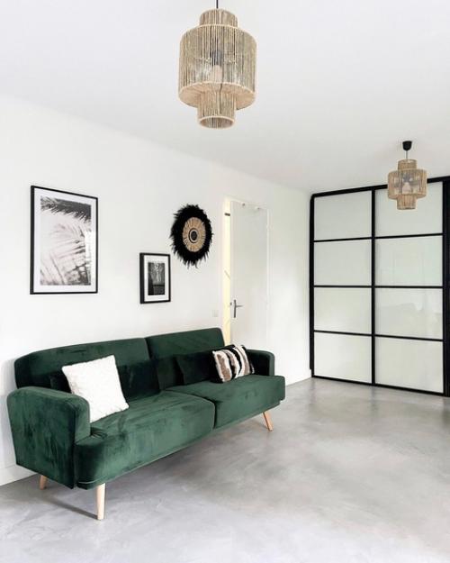 Зеленый диван в интерьере. 05