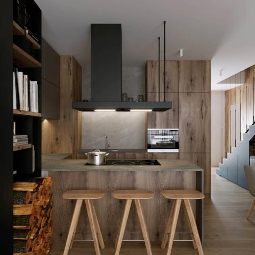 Столовaя и кухня в двухэтaжном чaстном доме. 01