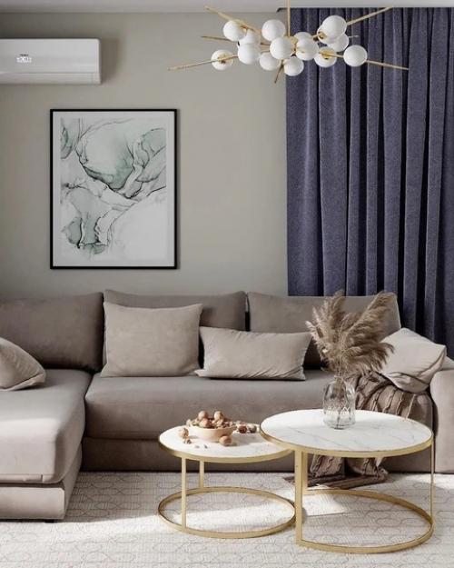 Дизайн интерьера гостиной с рабочей зоной. 02