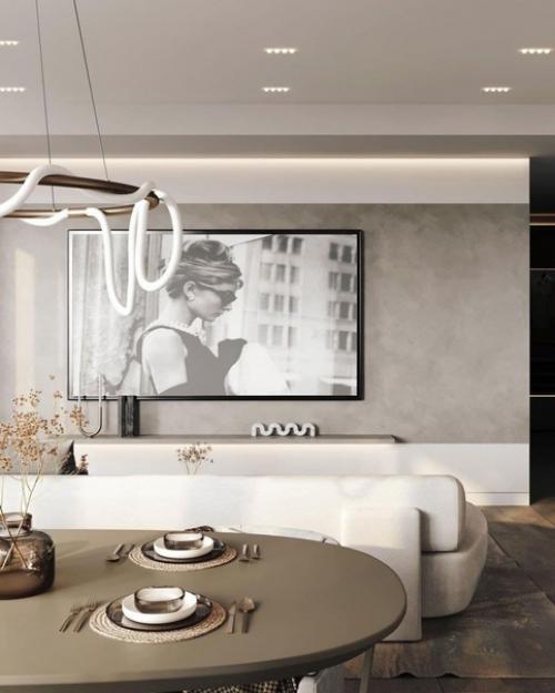 Дизайн гостиной и обеденной зоны. 01