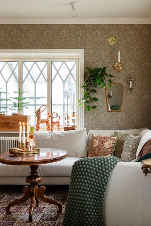 Новогодний декор в стиле ретро для дома 1920-х годов в Швеции. 02