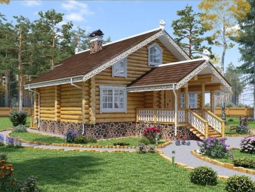 Проект жилого дома из бревна.