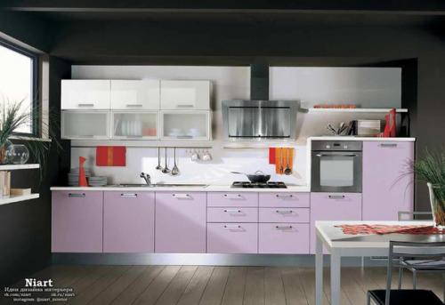 Дизайн кухни в сиреневых тонах. 01