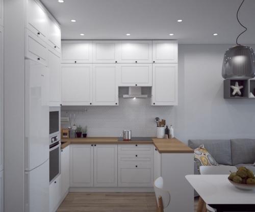 Размеры этой угловой кухни с полуостровом: 3000*2450*1300. 05