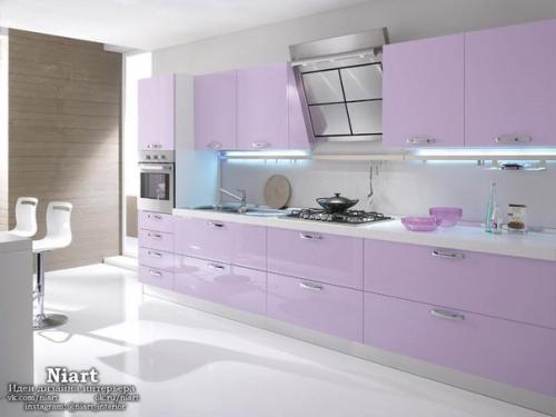 Дизайн кухни в сиреневых тонах. 04