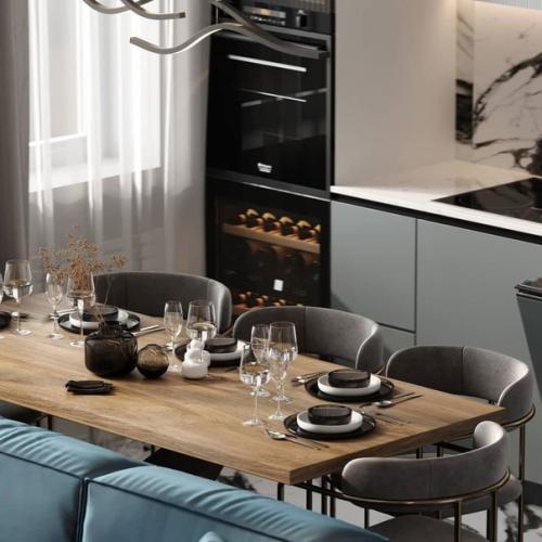 Кухня - гостиная, чаще рассматривается как актуальный вариант для владельцев больших площадей - квартир или частных домов. 01