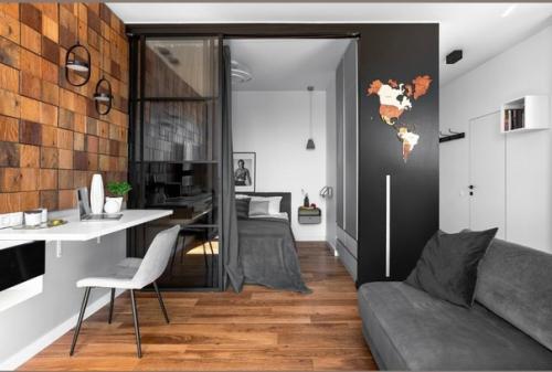 Холостяцкая квартира - студия, площадь которой всего 34 кв. 05