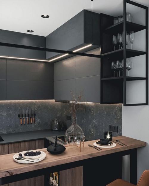 Дизайн кухни.  В небольшой квартире общей площадью 40, 6 кв. 02