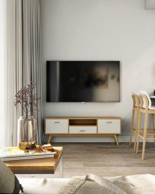 Кухня - гостинная в скандинавском стиле. 05