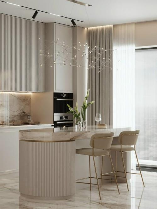 Интерьер кухни - гостиной в современном стиле. 

