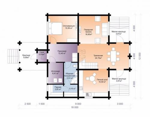 Проект жилого дома из бревна. 04