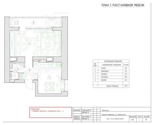 Интерьер однокомнатной квартиры 37 кв. 09
